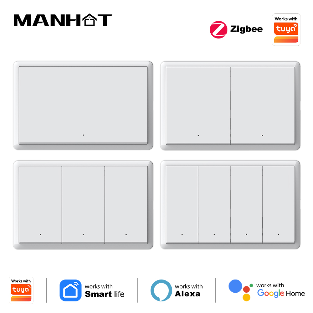 Smart Relay Tuya - สวิตช์อัจฉริยะ Manhot Zigbee ไม่ต้องใช้สายกลาง ไม่ต้องใช้คาปาซิเตอร์ สวิตช์ไฟแบบติดผนัง