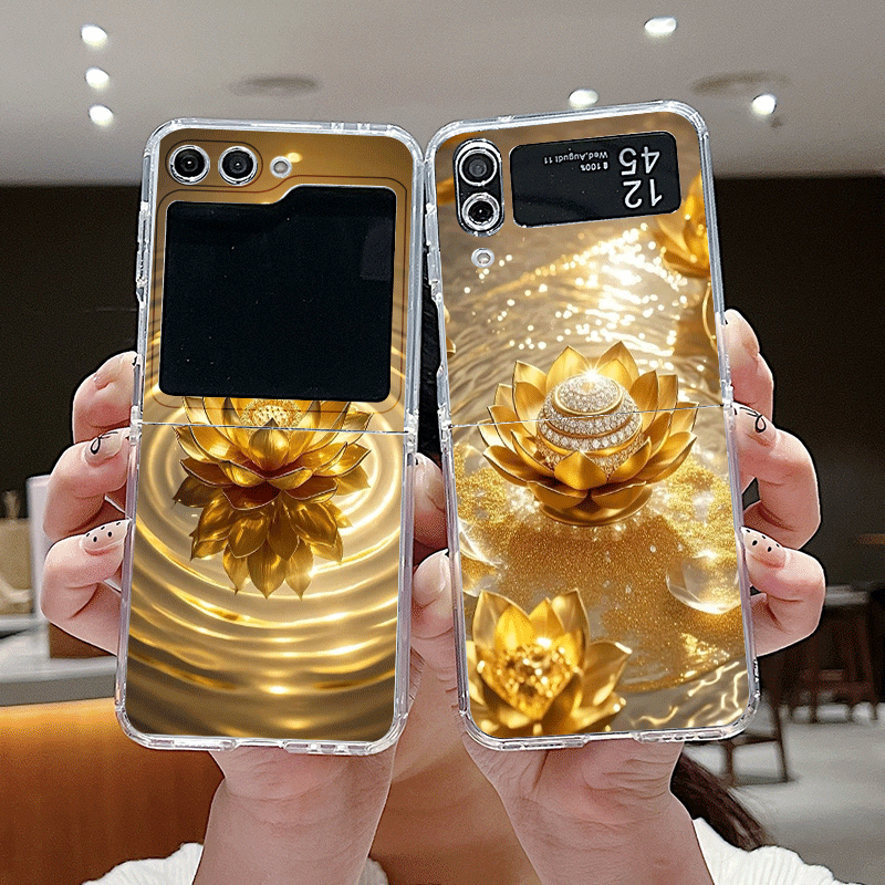 Shelly - เคสโทรศัพท์ลายดอกบัวสีทองสุดสร้างสรรค์สำหรับ Samsung Galaxy Z Flip 7