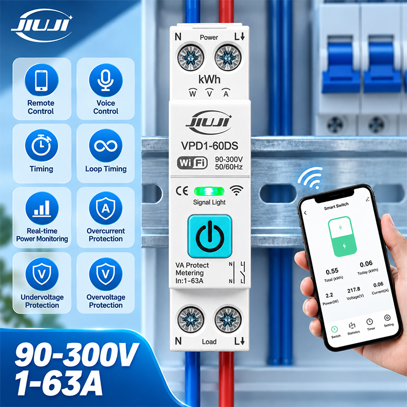 Smart Relay Tuya - สวิตช์ WiFi อัจฉริยะแบบติดตั้งบนราง DIN 1P ควบคุมระยะไกลผ่านแอป