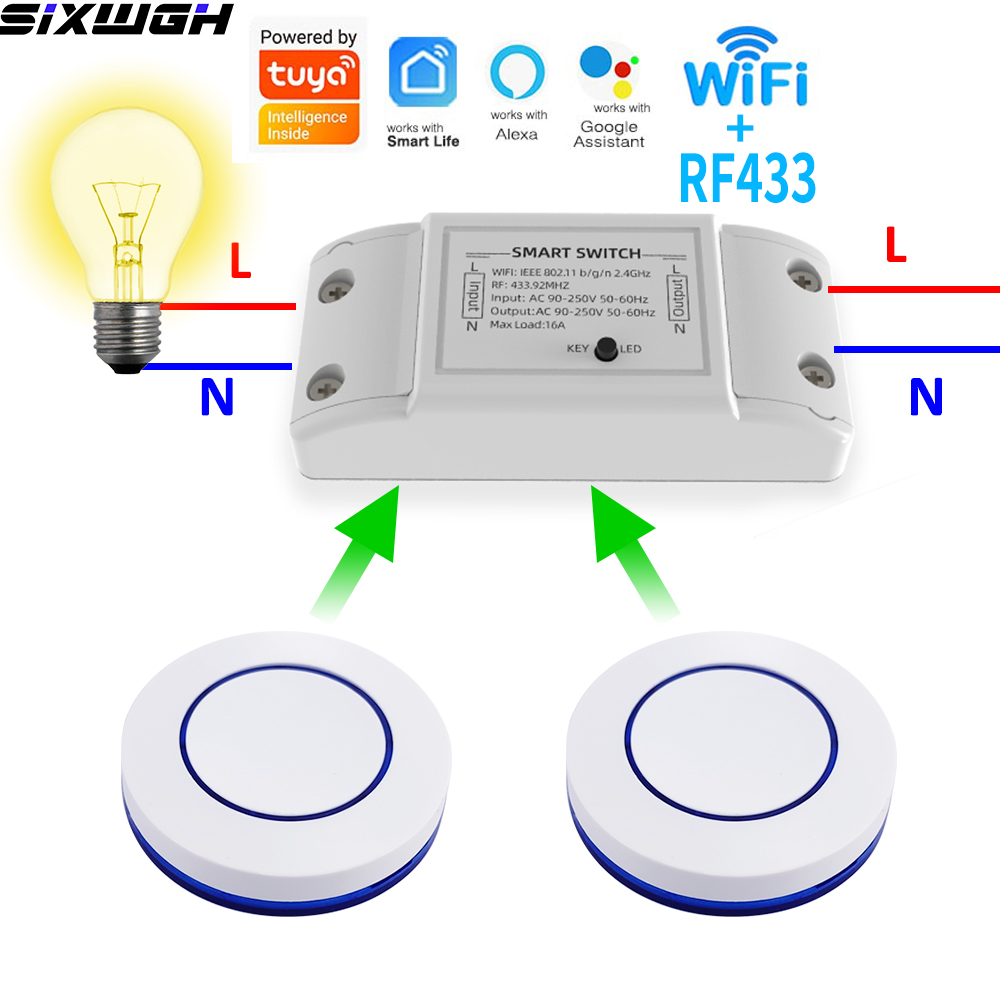 Smart Relay Tuya - 16A WiFi Tuya สวิตช์อัจฉริยะรีโมทคอนโทรลไร้สายสวิตช์ตั้งเวลาใช้งานร่วมกับแอพสมาร์ทไลฟ์ อเล็กซา กูเกิล