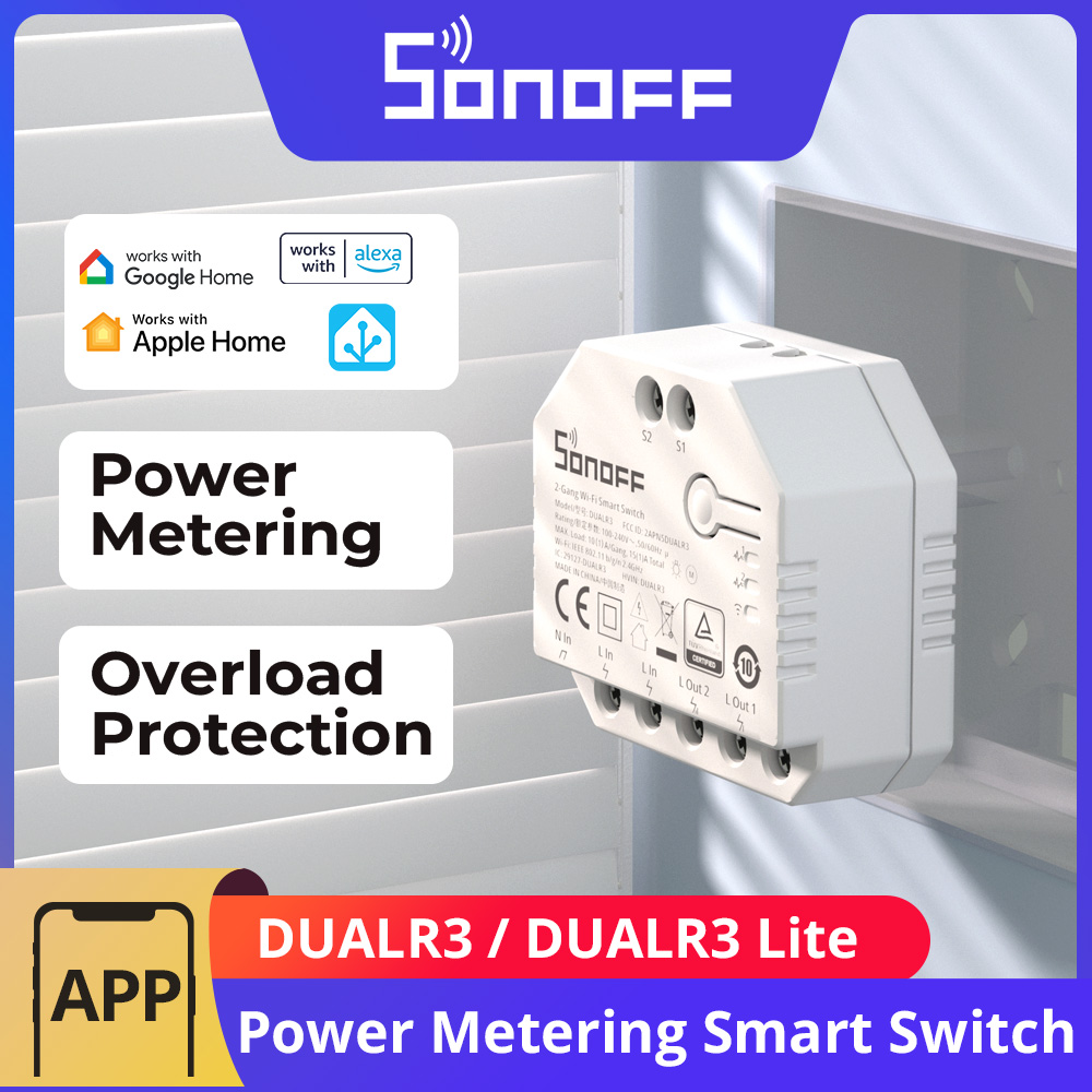 Sonoff Mini R4 - โมดูลรีเลย์คู่ SONOFF DUALR3 / DUALR3 Lite
