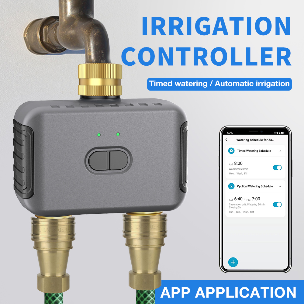Tuya Smart - Tuya 2 โซนรดน้ําจับเวลาสวนชลประทานอัตโนมัติ Controller ระบบรดน้ําหยด Sprinkler