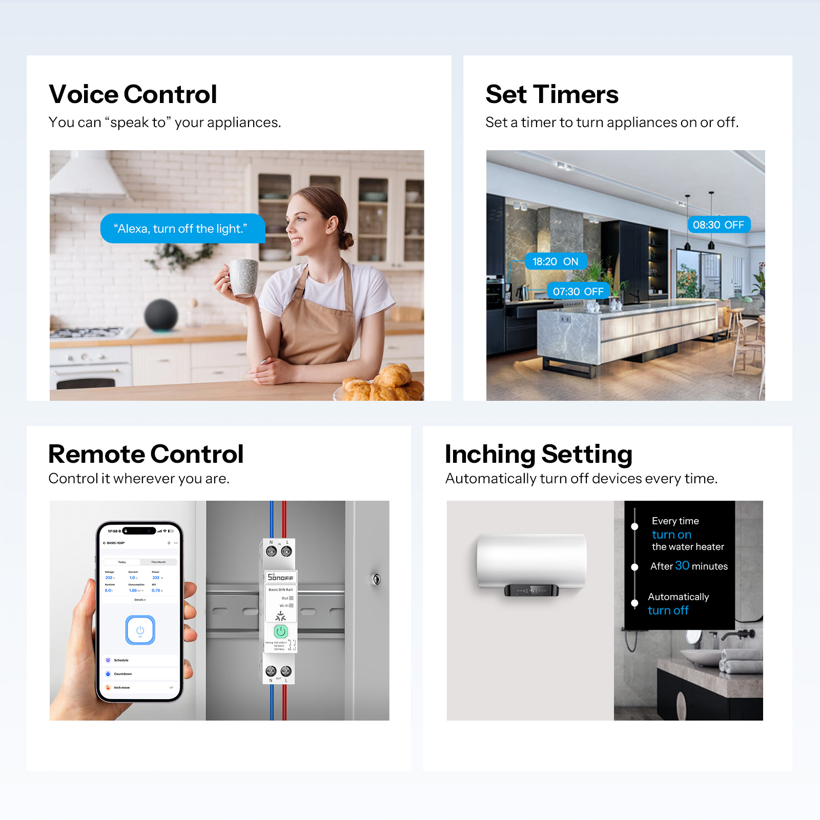 สวิตช์ราง DIN แบบช่องสัญญาณเดี - Sonoff Basic บทวิจารณ์และราคา