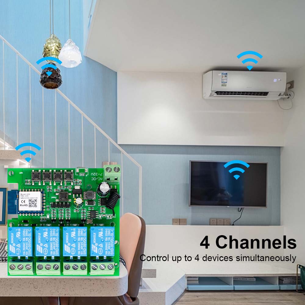 รีเลย์อัจฉริยะ 4CH Tuya Wifi โ - Tuya 4 Channel บทวิจารณ์และราคา