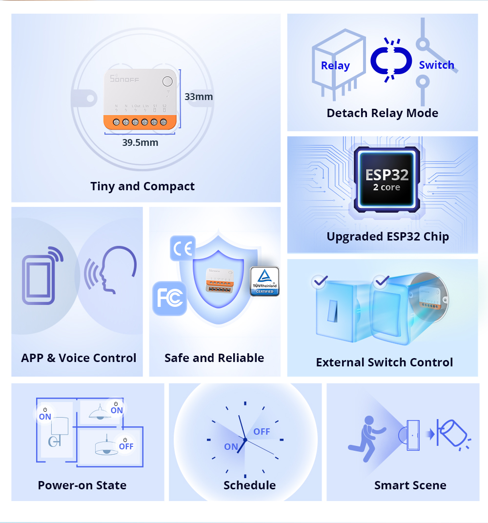 สวิตช์อัจฉริยะ Sonoff Mini R4  - Sonoff บทวิจารณ์และราคา